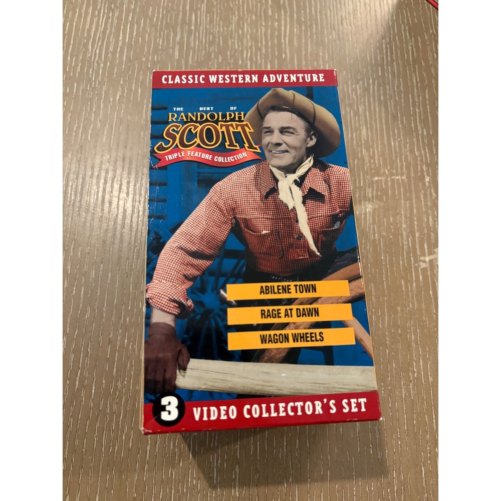 Randolph Scott VHS 3 Tape Set Hangman's Knot Rage at Dawn Wagon Wheels Western